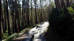 Motorbike riding up Falls Creek from Mount Beauty