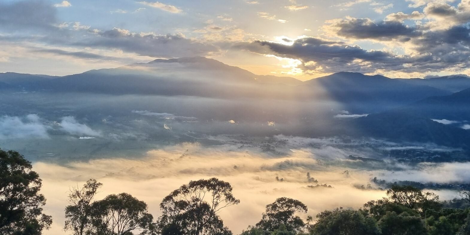 Sunrise over the Kiewa Valley with Mount Bogong in the background